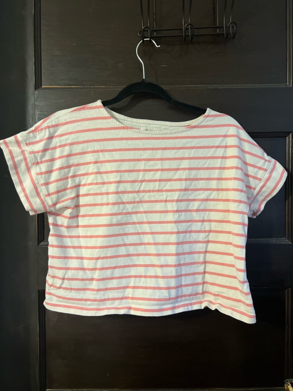 Madewell White Tee with Pink Stripes